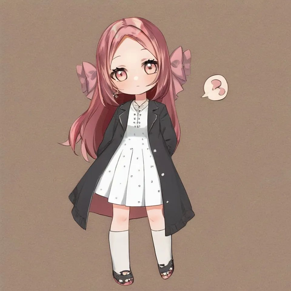 plu girl , pink hair, chibi charactor , a girl