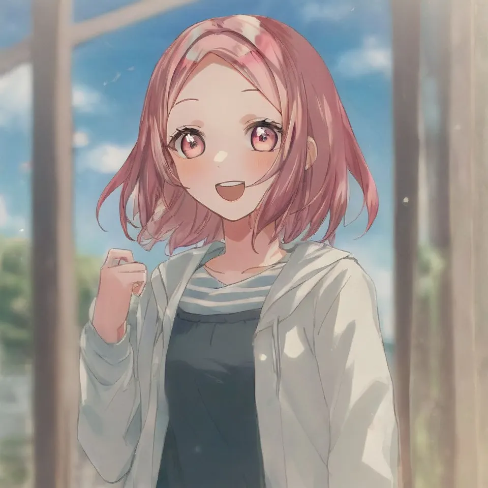 plu girl,pink hair, happy, weekend, blue sky, 奇跡の土日