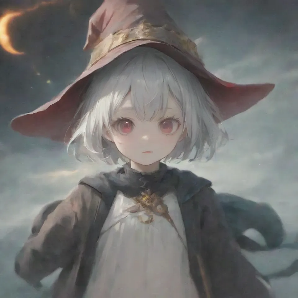 cute, 1girl, solo, early teen, white short hair, red eyes, wizard hat