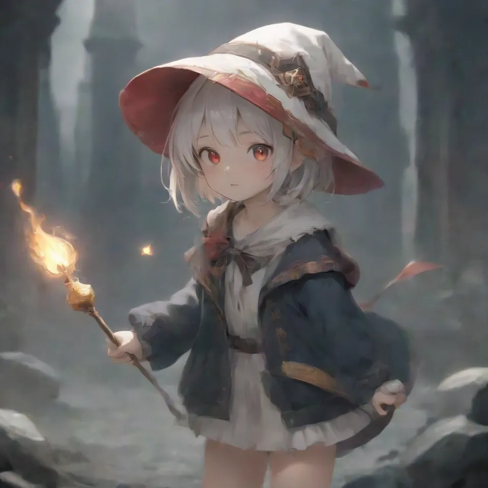 cute, 1girl, solo, early teen, white short hair, red eyes, wizard hat