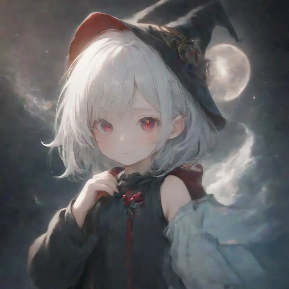 cute, 1girl, solo, early teen, white short hair, red eyes, wizard hat