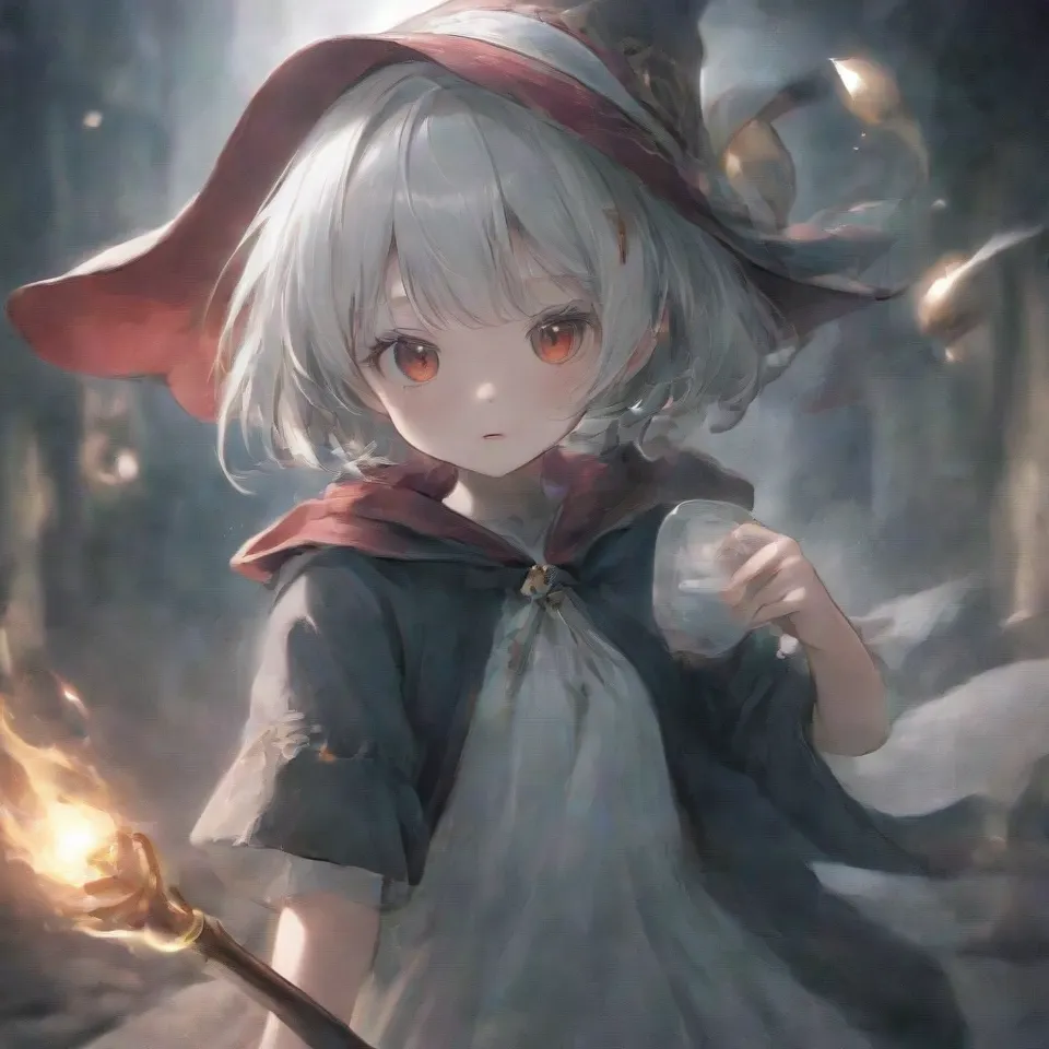 cute, 1girl, solo, early teen, white short hair, red eyes, wizard hat