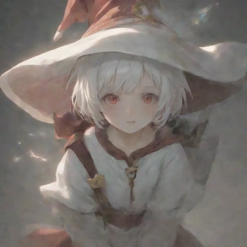 cute, 1girl, solo, early teen, white short hair, red eyes, wizard hat