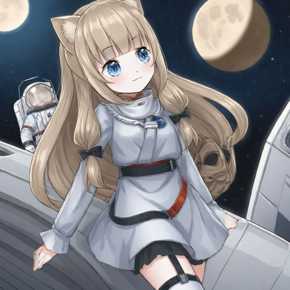 plu girl, Astronaut girl who landed on the moon,, <lora:komaneko_v1:1>