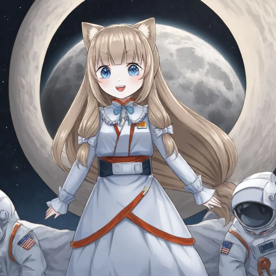 plu girl, Astronaut girl who landed on the moon,, <lora:komaneko_v1:1>