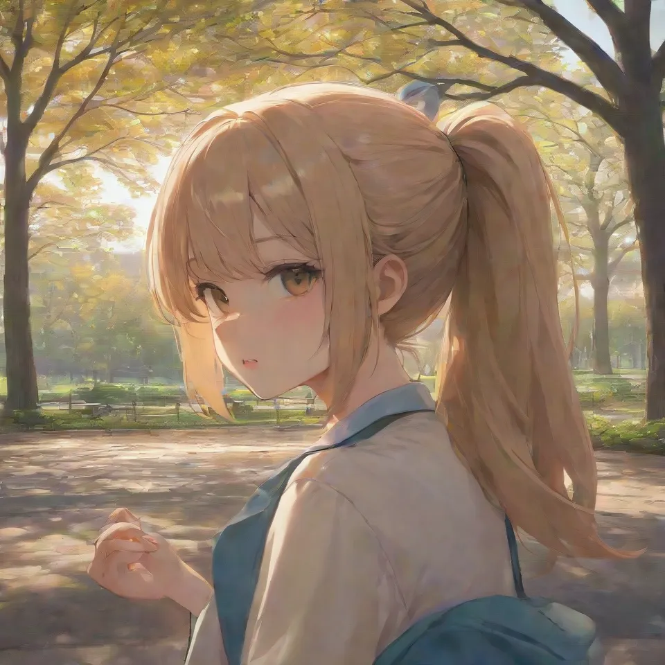 girl, ponytail, blonde hair, park